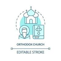 Orthodox church turquoise concept icon. Religious culture. Christian confession type abstract idea thin line illustration. Isolated outline drawing. Editable stroke vector