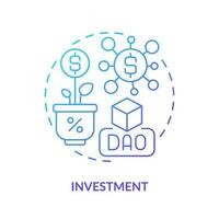 Investment blue gradient concept icon. Rising money on blockchain. Profit received. DAO usage purpose abstract idea thin line illustration. Isolated outline drawing vector