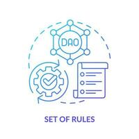 Set of rules blue gradient concept icon. Digital structure organization process. DAO element abstract idea thin line illustration. Isolated outline drawing vector