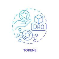 Tokens blue gradient concept icon. Rewards for active network users. Motivation. DAO element abstract idea thin line illustration. Isolated outline drawing vector