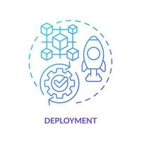 Deployment blue gradient concept icon. Software integration in system. Network building. DAO lunch step abstract idea thin line illustration. Isolated outline drawing vector