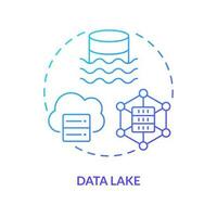 Data lake blue gradient concept icon. Digital storage. Raw format of information. Data repository abstract idea thin line illustration. Isolated outline drawing vector