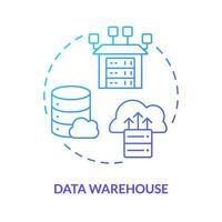 Data warehouse blue gradient concept icon. Online storage. Information analytics. Data repository abstract idea thin line illustration. Isolated outline drawing vector