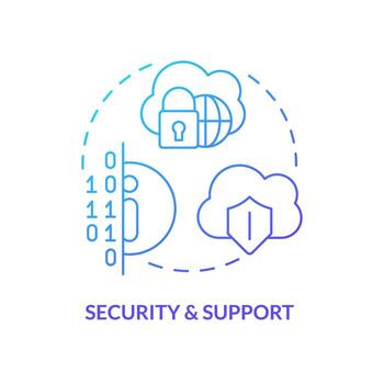 Security and support blue gradient concept icon. Private information. Data lake architecture abstract idea thin line illustration. Isolated outline drawing vector