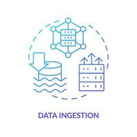 datos ingestión azul degradado concepto icono. información transporte. datos lago llave concepto resumen idea Delgado línea ilustración. aislado contorno dibujo vector