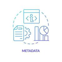 Metadata blue gradient concept icon. Additional information about file. Data lake vs data warehouse abstract idea thin line illustration. Isolated outline drawing vector