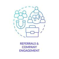 Referrals and company engagement blue gradient concept icon. Diversifying pipeline of candidate abstract idea thin line illustration. Isolated outline drawing vector