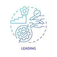 Leading blue gradient concept icon. Sustainable approach in workplace. DEI program maturity stage abstract idea thin line illustration. Isolated outline drawing vector