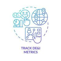 Track DEI metrics blue gradient concept icon. Data analytics. Making inclusion efforts effective practice abstract idea thin line illustration. Isolated outline drawing vector