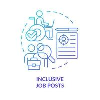 Inclusive job posts blue gradient concept icon. Offer promotion. Diversifying pipeline of candidate abstract idea thin line illustration. Isolated outline drawing vector