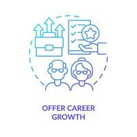 Offer career growth blue gradient concept icon. Tip for younger managers with older employees abstract idea thin line illustration. Isolated outline drawing vector