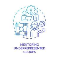 Mentoring underrepresented groups blue gradient concept icon. DEI initiative for workplace abstract idea thin line illustration. Isolated outline drawing vector