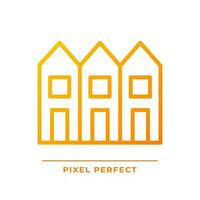 Townhouse pixel perfect gradient linear vector icon. Multiple floor houses in row. Luxury property. City rowhouse. Thin line color symbol. Modern style pictogram. Vector isolated outline drawing