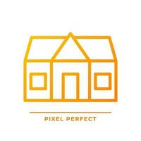 Cottage pixel perfect gradient linear vector icon. Countryside home for recreation. Real estate. Rural house purchase. Thin line color symbol. Modern style pictogram. Vector isolated outline drawing