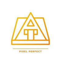 A-frame house pixel perfect gradient linear vector icon. Village cabin with triangular roof. Modern architecture. Thin line color symbol. Modern style pictogram. Vector isolated outline drawing