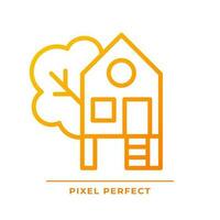 Treehouse pixel perfect gradient linear vector icon. Building constructed on tree. Forest house for recreation. Thin line color symbol. Modern style pictogram. Vector isolated outline drawing