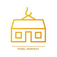 Modular home pixel perfect gradient linear vector icon. Prefabricated house. Movable compact building. Real estate. Thin line color symbol. Modern style pictogram. Vector isolated outline drawing