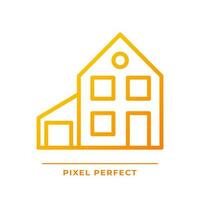 Simple house with garage pixel perfect gradient linear vector icon. Two story home. Real estate. Detached building. Thin line color symbol. Modern style pictogram. Vector isolated outline drawing