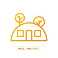 Underground house pixel perfect gradient linear vector icon. Alternative dwelling. Purchase real estate. Bunker. Thin line color symbol. Modern style pictogram. Vector isolated outline drawing