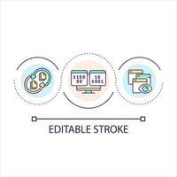 Code comparison process loop concept icon. Version control system. Changes history management abstract idea thin line illustration. Isolated outline drawing. Editable stroke vector