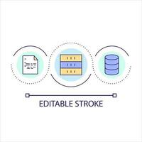 Dataset containing information about code changing loop concept icon. Data storage facility abstract idea thin line illustration. Isolated outline drawing. Editable stroke vector