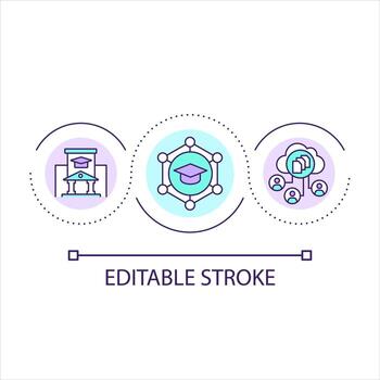 mi aprendizaje red para estudiantes lazo concepto icono. acceso a académico cursos en Internet resumen idea Delgado línea ilustración. aislado contorno dibujo. editable carrera vector