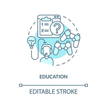 Education turquoise concept icon. User learning. Game mechanics in gamification abstract idea thin line illustration. Isolated outline drawing. Editable stroke vector