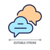 Cloud based live chat pixel perfect RGB color icon. Speech balloons of online conversation. Social media technology. Isolated vector illustration. Simple filled line drawing. Editable stroke