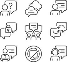 Speech balloons pixel perfect linear icons set. Visualization of people communication. Conversation. Customizable thin line symbols. Isolated vector outline illustrations. Editable stroke