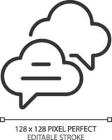 Cloud based live chat pixel perfect linear icon. Speech balloons of online conversation. Social media technology. Thin line illustration. Contour symbol. Vector outline drawing. Editable stroke