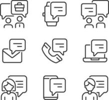 Chat bubbles in business pixel perfect linear icons set. Technology of communication. Speech balloons. Customizable thin line symbols. Isolated vector outline illustrations. Editable stroke