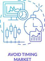 Avoid timing market blue gradient concept icon. Expecting price changes. Rule of investing abstract idea thin line illustration. Isolated outline drawing vector