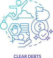 Clear debts blue gradient concept icon. Avoid using credit money. Investing preparation process abstract idea thin line illustration. Isolated outline drawing vector