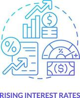 Rising interest rates blue gradient concept icon. Borrowing costs effect. Stock market trend abstract idea thin line illustration. Isolated outline drawing vector