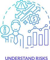 Understand risks blue gradient concept icon. Market analyzing methods. Investment expectation abstract idea thin line illustration. Isolated outline drawing vector