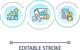 Financial presentation loop concept icon. Prediction and forecast. Income growth. Business report abstract idea thin line illustration. Isolated outline drawing. Editable stroke vector