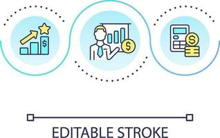 Financial presentation loop concept icon. Prediction and forecast. Income growth. Business report abstract idea thin line illustration. Isolated outline drawing. Editable stroke vector