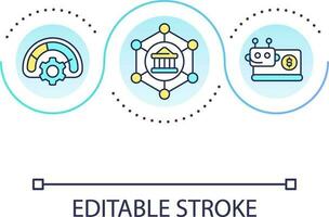 Automated banking system loop concept icon. Financial management. Computer program. Improve performance abstract idea thin line illustration. Isolated outline drawing. Editable stroke vector