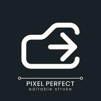 Logout pixel perfect white linear ui icon for dark theme. Exit project. Quit mobile application. Finish work. Vector line pictogram. Isolated user interface symbol for night mode. Editable stroke