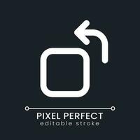 Rotate pixel perfect white linear ui icon for dark theme. Content editing. Turn footage. Media player. Vector line pictogram. Isolated user interface symbol for night mode. Editable stroke