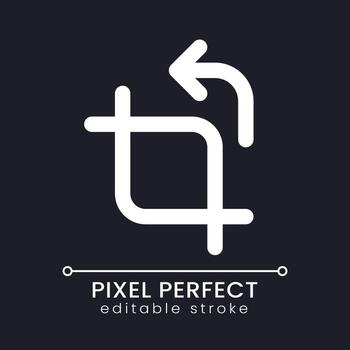 Cropping pixel perfect white linear ui icon for dark theme. Video file editing software. Remove image part. Vector line pictogram. Isolated user interface symbol for night mode. Editable stroke