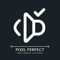 Volume on pixel perfect white linear ui icon for dark theme. Sound quality. Video editor setting. Vector line pictogram. Isolated user interface symbol for night mode. Editable stroke