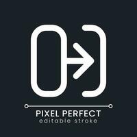 Transition pixel perfect white linear ui icon for dark theme. Connect shots in video footage. Post-production. Vector line pictogram. Isolated user interface symbol for night mode. Editable stroke