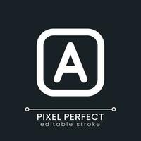 Font style pixel perfect white linear ui icon for dark theme. Title template tool. Adding text to video. Vector line pictogram. Isolated user interface symbol for night mode. Editable stroke