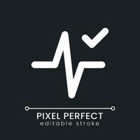 Heartbeat animation effect applying pixel perfect white linear ui icon for dark theme. Added editing feature. Vector line pictogram. Isolated user interface symbol for night mode. Editable stroke