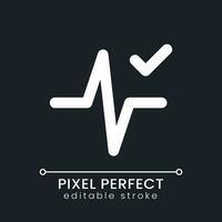 Heartbeat animation effect applying pixel perfect white linear ui icon for dark theme. Added editing feature. Vector line pictogram. Isolated user interface symbol for night mode. Editable stroke