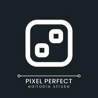 Pixelated transition effect white linear ui icon for dark theme. Filmmaking technology. Video software. Vector line pictogram. Isolated user interface symbol for night mode. Editable stroke