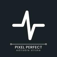 Heartbeat animation effect pixel perfect white linear ui icon for dark theme. Video editing feature. Vector line pictogram. Isolated user interface symbol for night mode. Editable stroke