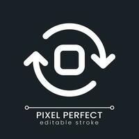 Spin animation pixel perfect white linear ui icon for dark theme. Circular motion in video editor. Vector line pictogram. Isolated user interface symbol for night mode. Editable stroke