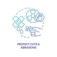 Protect cuts and abrasions blue gradient concept icon. Decontaminate after radiation emergency abstract idea thin line illustration. Isolated outline drawing vector